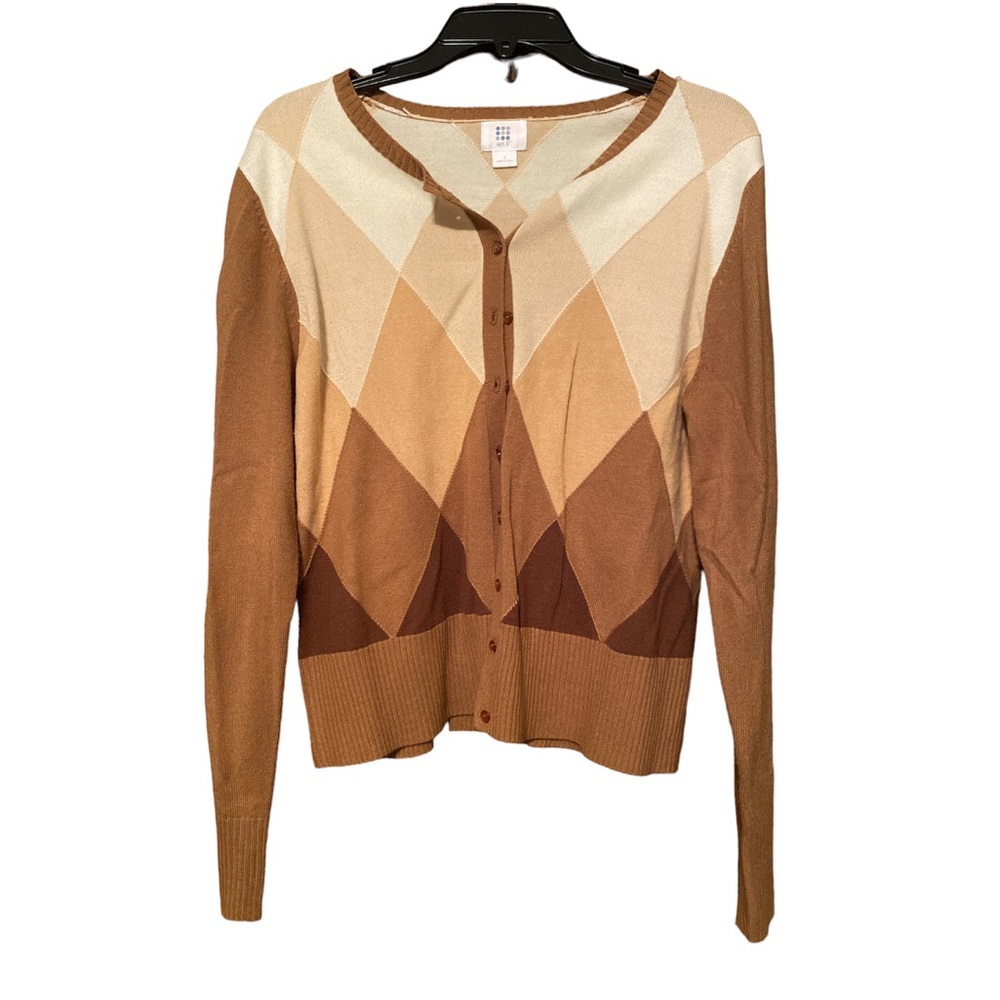 Apt 9 Brown Argyle Button Up Sweater